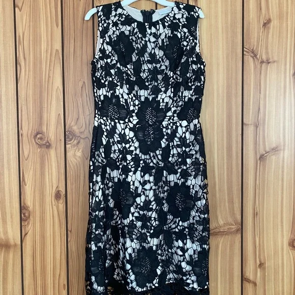 NY&Co Black Lace And Tan Sleeveless Dress